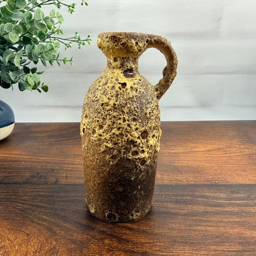 Ruscha 321/2 Fat Lava Krug Jug Vase Brown Ochre MCM West German Pottery